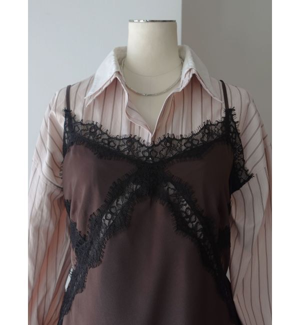 LAGUNAMOON「アシンメトリーレースサテンキャミソール」|キャミソール|