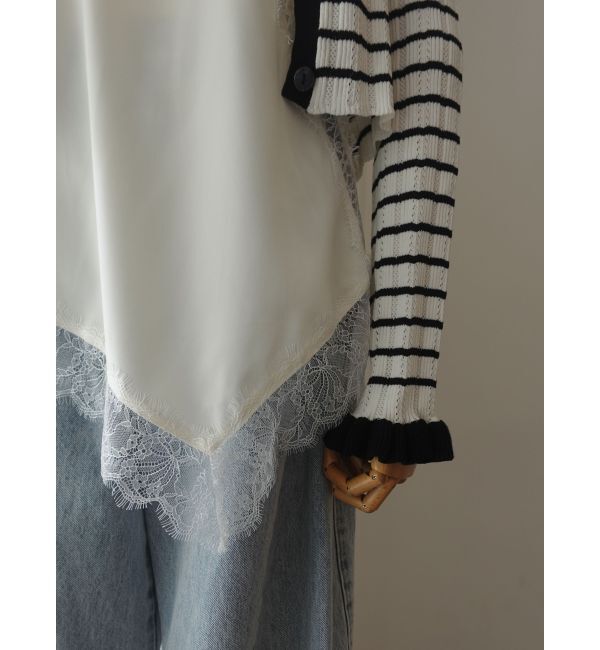 LAGUNAMOON「アシンメトリーレースサテンキャミソール」|キャミソール|