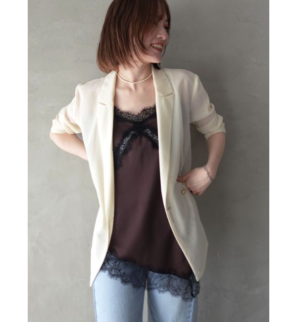 LAGUNAMOON「アシンメトリーレースサテンキャミソール」|キャミソール|