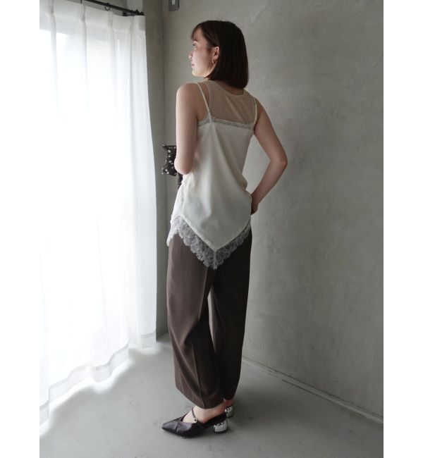 LAGUNAMOON「アシンメトリーレースサテンキャミソール」|キャミソール|