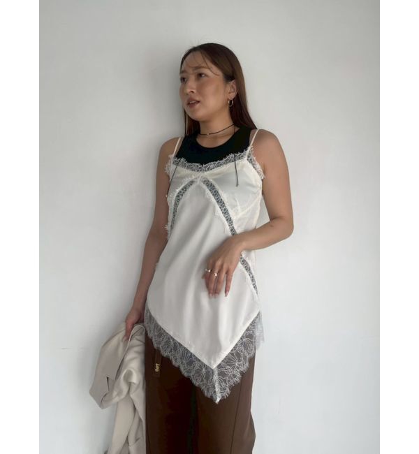 LAGUNAMOON「アシンメトリーレースサテンキャミソール」|キャミソール|