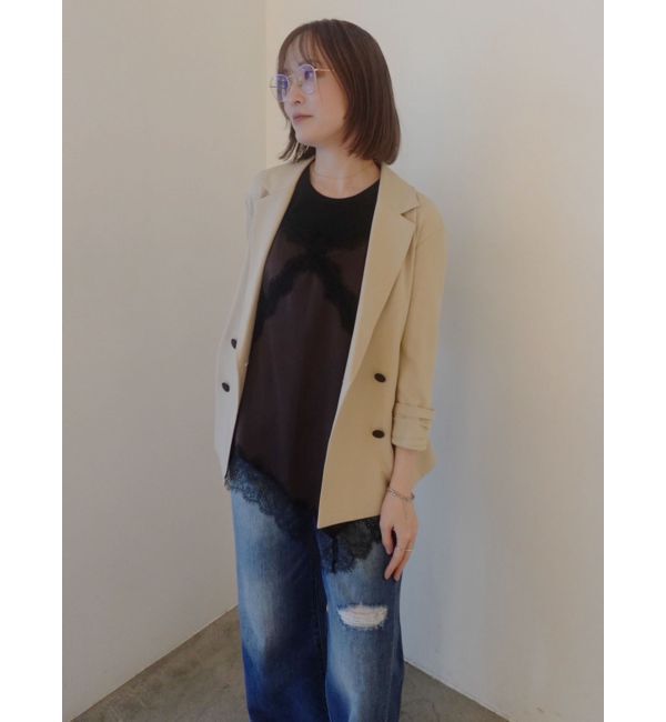 LAGUNAMOON「アシンメトリーレースサテンキャミソール」|キャミソール|