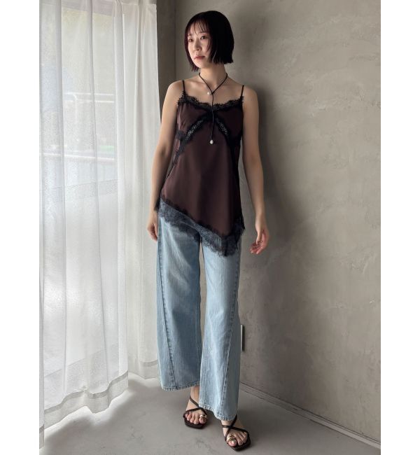 LAGUNAMOON「アシンメトリーレースサテンキャミソール」|キャミソール|