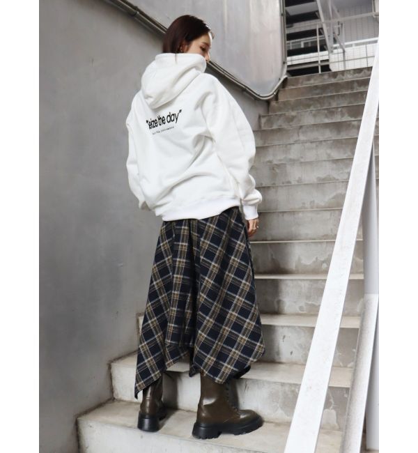 EVRIS「フェイクレザードッキングチェックロングワンピース」|ワンピース|