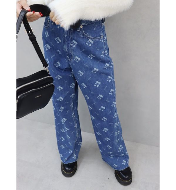 EVRIS「モノグラムシンプルワイドデニムパンツ」|デニム|