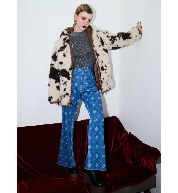 EVRIS「モノグラムシンプルワイドデニムパンツ」|デニム|