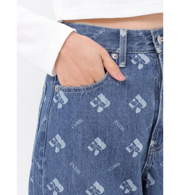 EVRIS「モノグラムシンプルワイドデニムパンツ」|デニム|