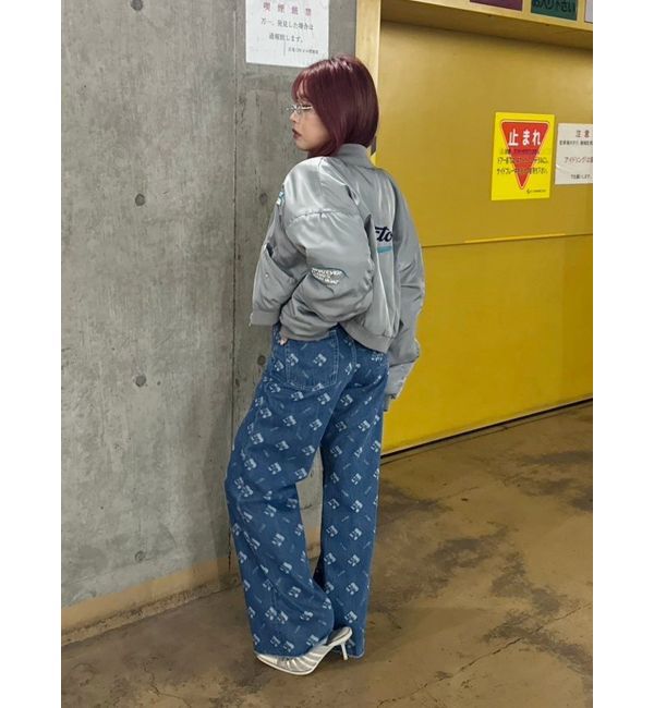 EVRIS「モノグラムシンプルワイドデニムパンツ」|デニム|