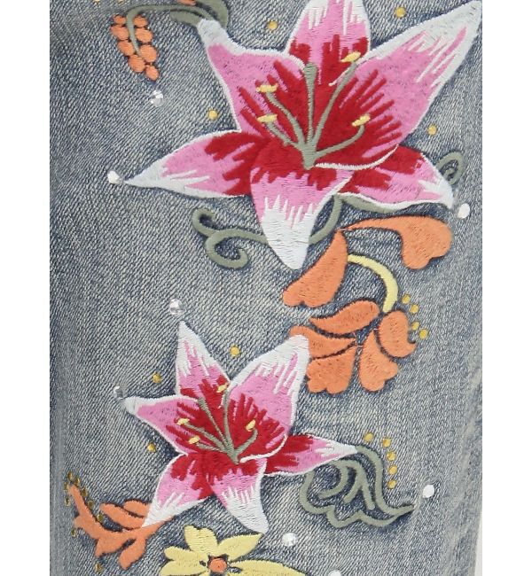 EVRIS「Embroideryフレアデニムパンツ」|デニム|