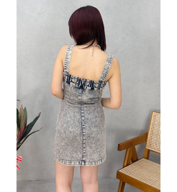 EVRIS「デニムフリンジジャンスカ」|ジャンパースカート|