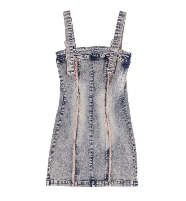 EVRIS「デニムフリンジジャンスカ」|ジャンパースカート|