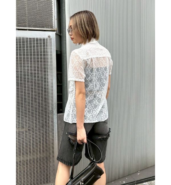 EVRIS「ドロストハーフスリーブレースシャツ」|シャツ・ブラウス|