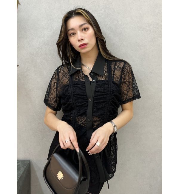 EVRIS「ドロストハーフスリーブレースシャツ」|シャツ・ブラウス|