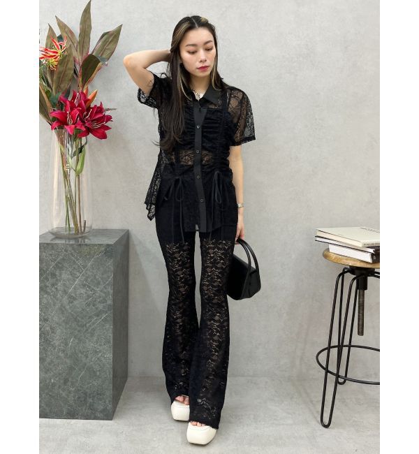 EVRIS「ドロストハーフスリーブレースシャツ」|シャツ・ブラウス|