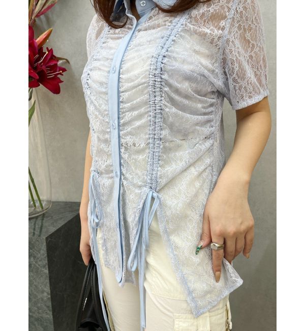 EVRIS「ドロストハーフスリーブレースシャツ」|シャツ・ブラウス|