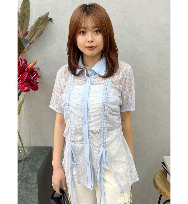 EVRIS「ドロストハーフスリーブレースシャツ」|シャツ・ブラウス|