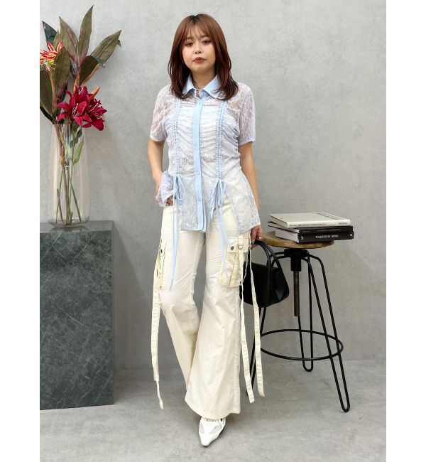 EVRIS「ドロストハーフスリーブレースシャツ」|シャツ・ブラウス|