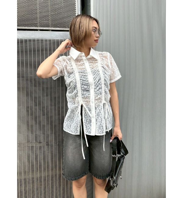 EVRIS「ドロストハーフスリーブレースシャツ」|シャツ・ブラウス|