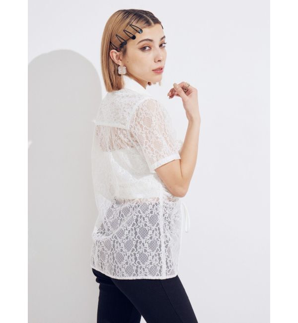 EVRIS「ドロストハーフスリーブレースシャツ」|シャツ・ブラウス|