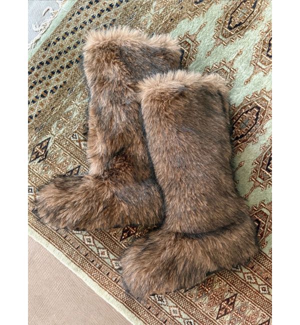 EVRIS「ファイクファーモンスターブーツ」|ロングブーツ|ブラウン