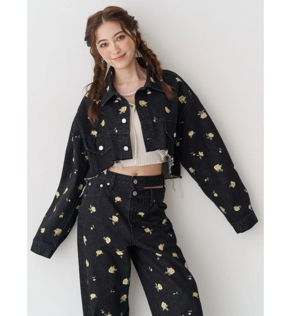 EVRIS「Embroideryデニムブルゾン【セットアップ着用可能】」|デニムジャケット|