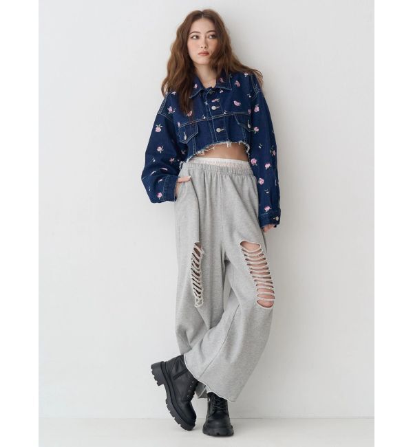 EVRIS「Embroideryデニムブルゾン【セットアップ着用可能】」|デニムジャケット|