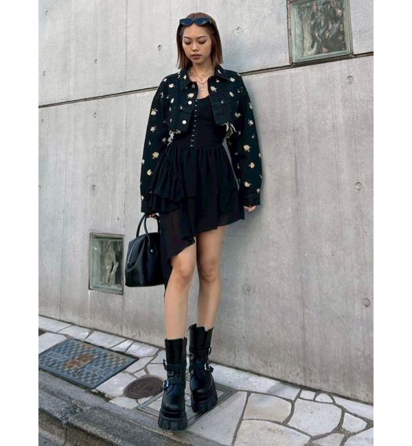 EVRIS「Embroideryデニムブルゾン【セットアップ着用可能】」|デニムジャケット|