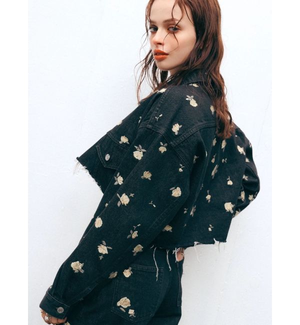 EVRIS「Embroideryデニムブルゾン【セットアップ着用可能】」|デニムジャケット|