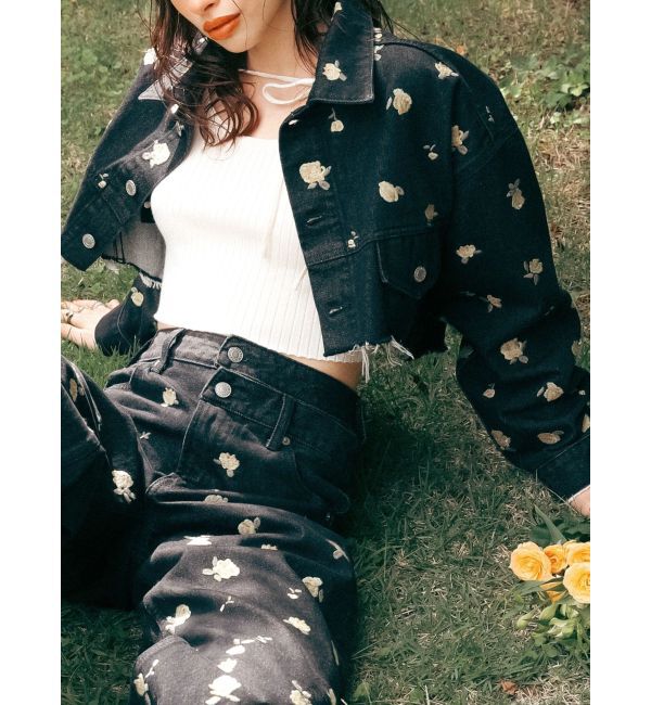 EVRIS「Embroideryデニムブルゾン【セットアップ着用可能】」|デニムジャケット|