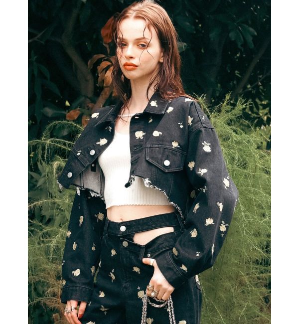 EVRIS「Embroideryデニムブルゾン【セットアップ着用可能】」|デニムジャケット|