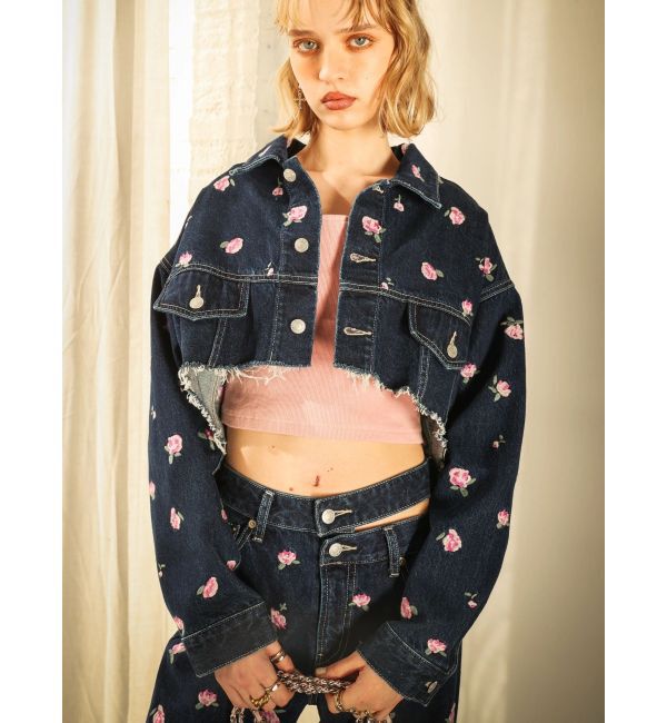 EVRIS「Embroideryデニムブルゾン【セットアップ着用可能】」|デニムジャケット|