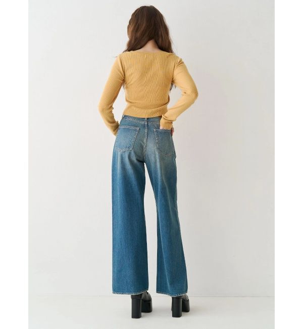 EVRIS「リボンレースワイドデニムパンツ」|デニム|