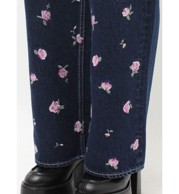 EVRIS「Embroideryカットアウトワイドデニムパンツ【セットアップ着用可能】」|デニム|