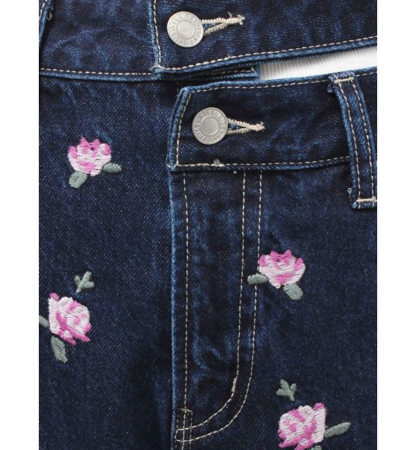 EVRIS「Embroideryカットアウトワイドデニムパンツ【セットアップ着用可能】」|デニム|
