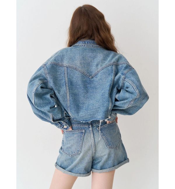 EVRIS「ヴィンテージライクカラーデニムブルゾン【セットアップ着用可能】」|デニムジャケット|