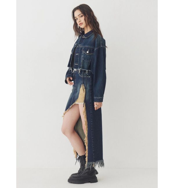 EVRIS「ヴィンテージライクカラーデニムブルゾン【セットアップ着用可能】」|デニムジャケット|