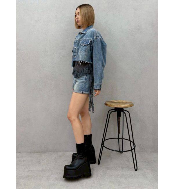 EVRIS「ヴィンテージライクカラーデニムブルゾン【セットアップ着用可能】」|デニムジャケット|