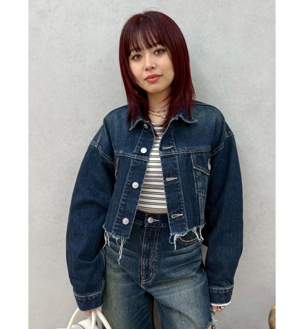EVRIS「ヴィンテージライクカラーデニムブルゾン【セットアップ着用可能】」|デニムジャケット|