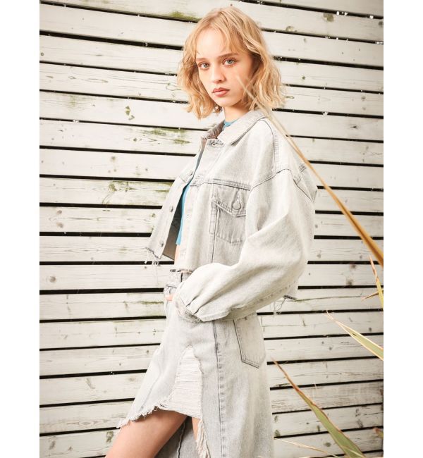 EVRIS「ヴィンテージライクカラーデニムブルゾン【セットアップ着用可能】」|デニムジャケット|