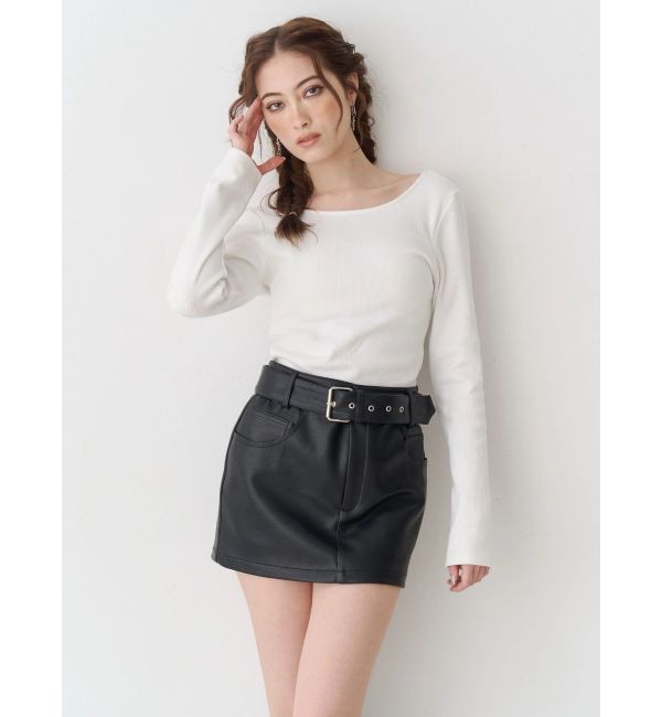 EVRIS「フェイクレザーベルトミニスカート【セットアップ着用可能】」|スカート|