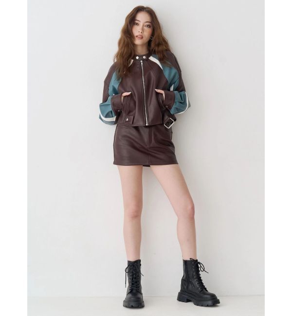 EVRIS「フェイクレザーベルトミニスカート【セットアップ着用可能】」|スカート|