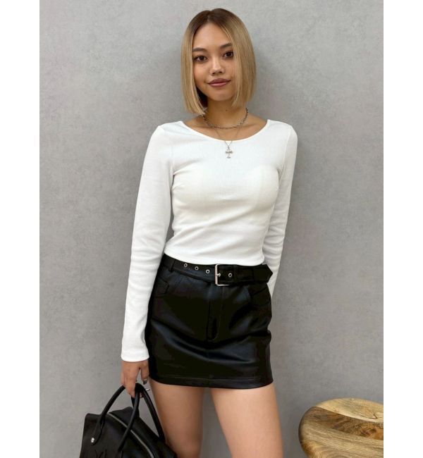EVRIS「フェイクレザーベルトミニスカート【セットアップ着用可能】」|スカート|