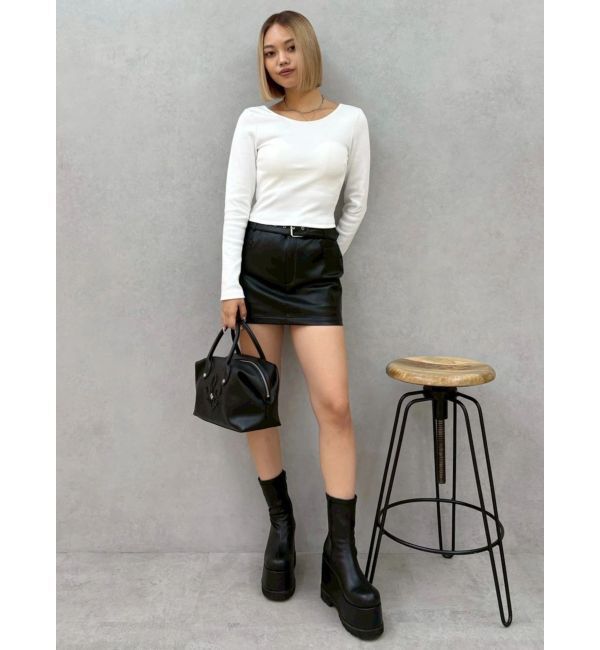 EVRIS「フェイクレザーベルトミニスカート【セットアップ着用可能】」|スカート|