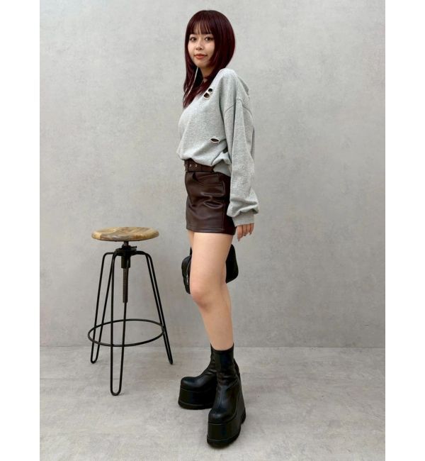 EVRIS「フェイクレザーベルトミニスカート【セットアップ着用可能】」|スカート|