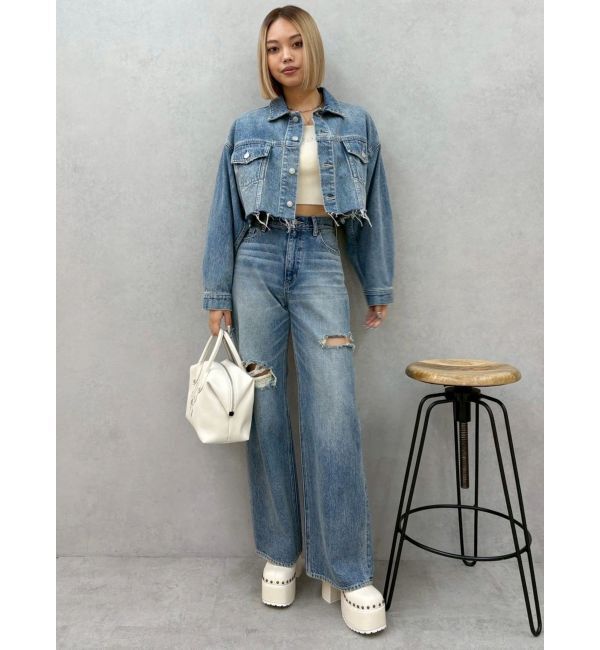 EVRIS「カットアウトワイドデニムパンツ【セットアップ着用可能】」|デニム|