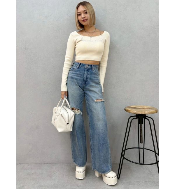 EVRIS「カットアウトワイドデニムパンツ【セットアップ着用可能】」|デニム|