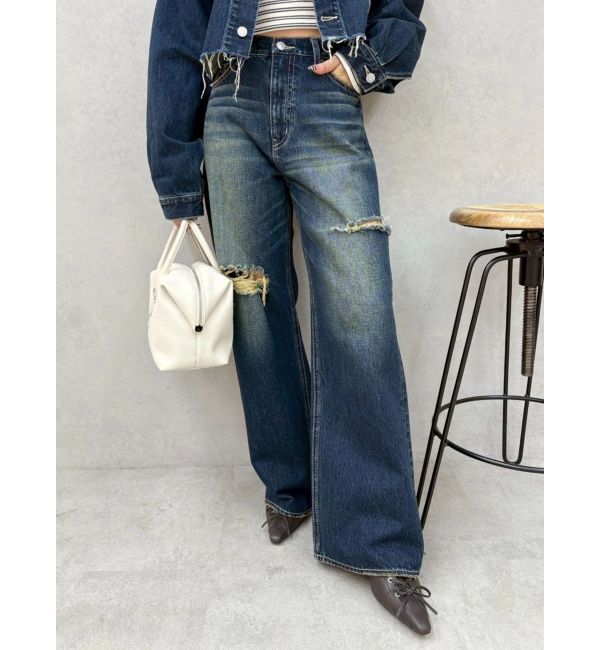 EVRIS「カットアウトワイドデニムパンツ【セットアップ着用可能】」|デニム|