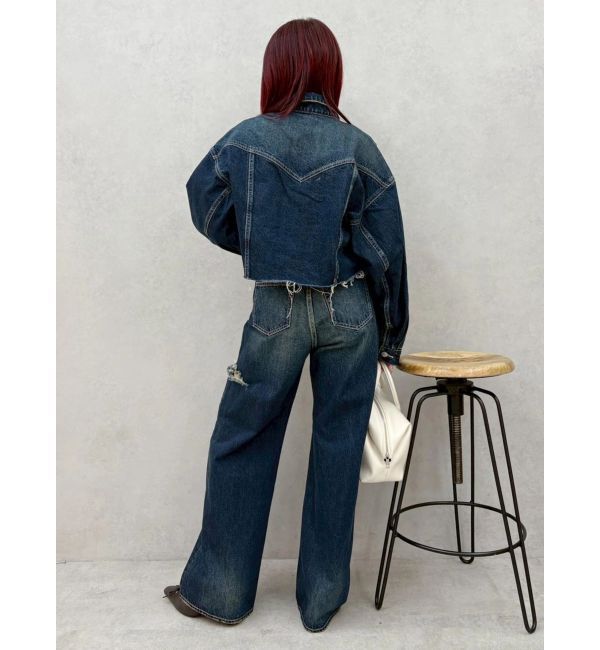 EVRIS「カットアウトワイドデニムパンツ【セットアップ着用可能】」|デニム|