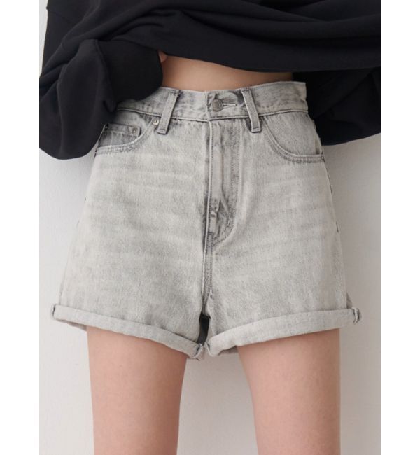 EVRIS「ヴィンテージライクカラーショートデニムパンツ【セットアップ着用可能】」|デニム|グレー