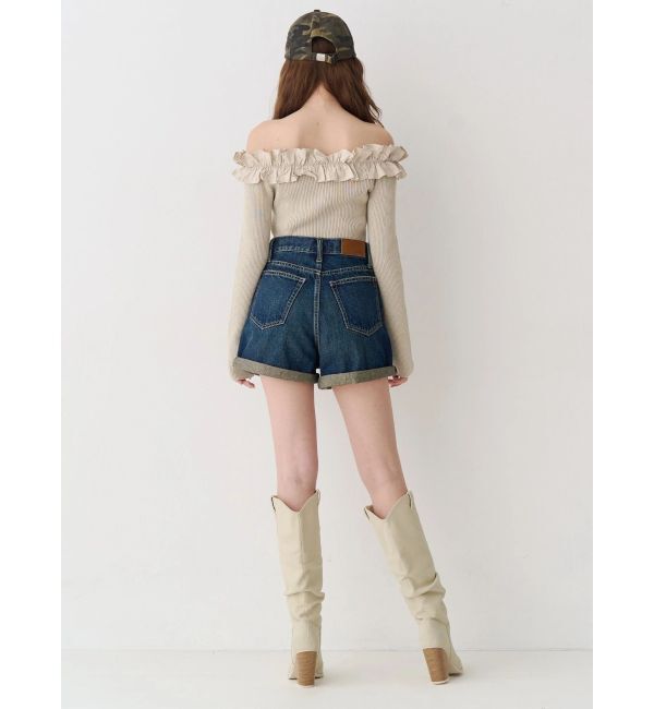 EVRIS「ヴィンテージライクカラーショートデニムパンツ【セットアップ着用可能】」|デニム|